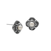 AE-6311-PE Sterling Silver Flower Design Earring With Mabe Pearl Jewelry Bali Designs Inc